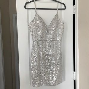 Tiffany Designs Silver Sequin Homecoming Prom Pageant Vegas Rehearsal Dress